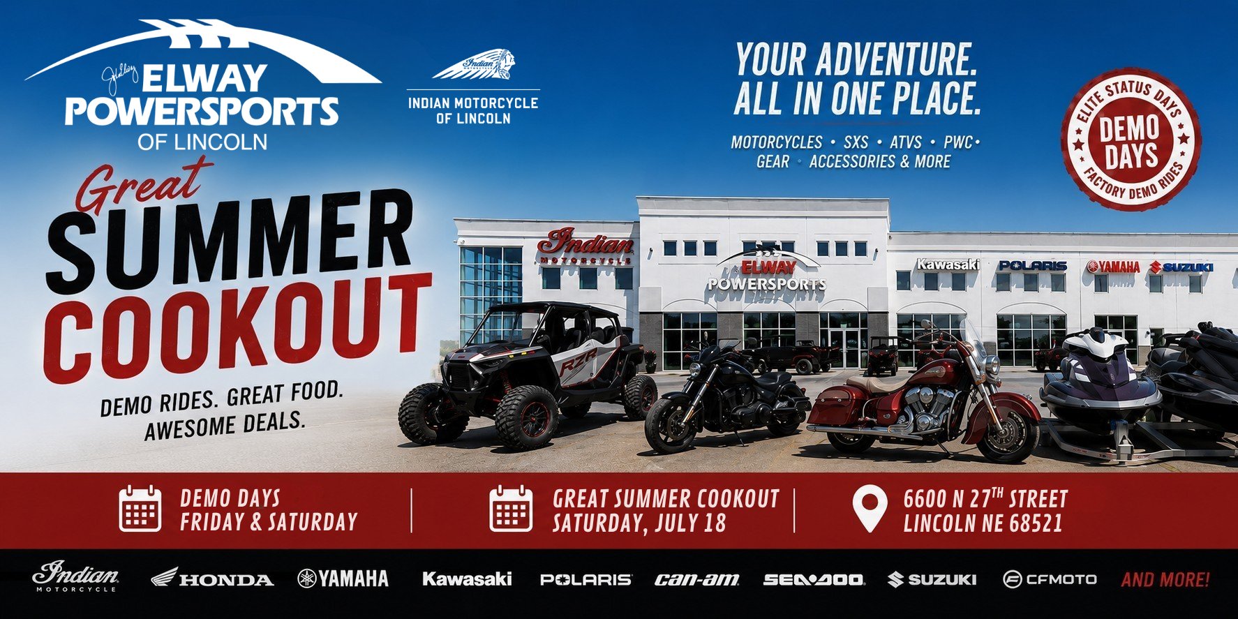 Indian Motorcycle Demo Days & Great Summer Cookout &mdash; July 17&ndash;18