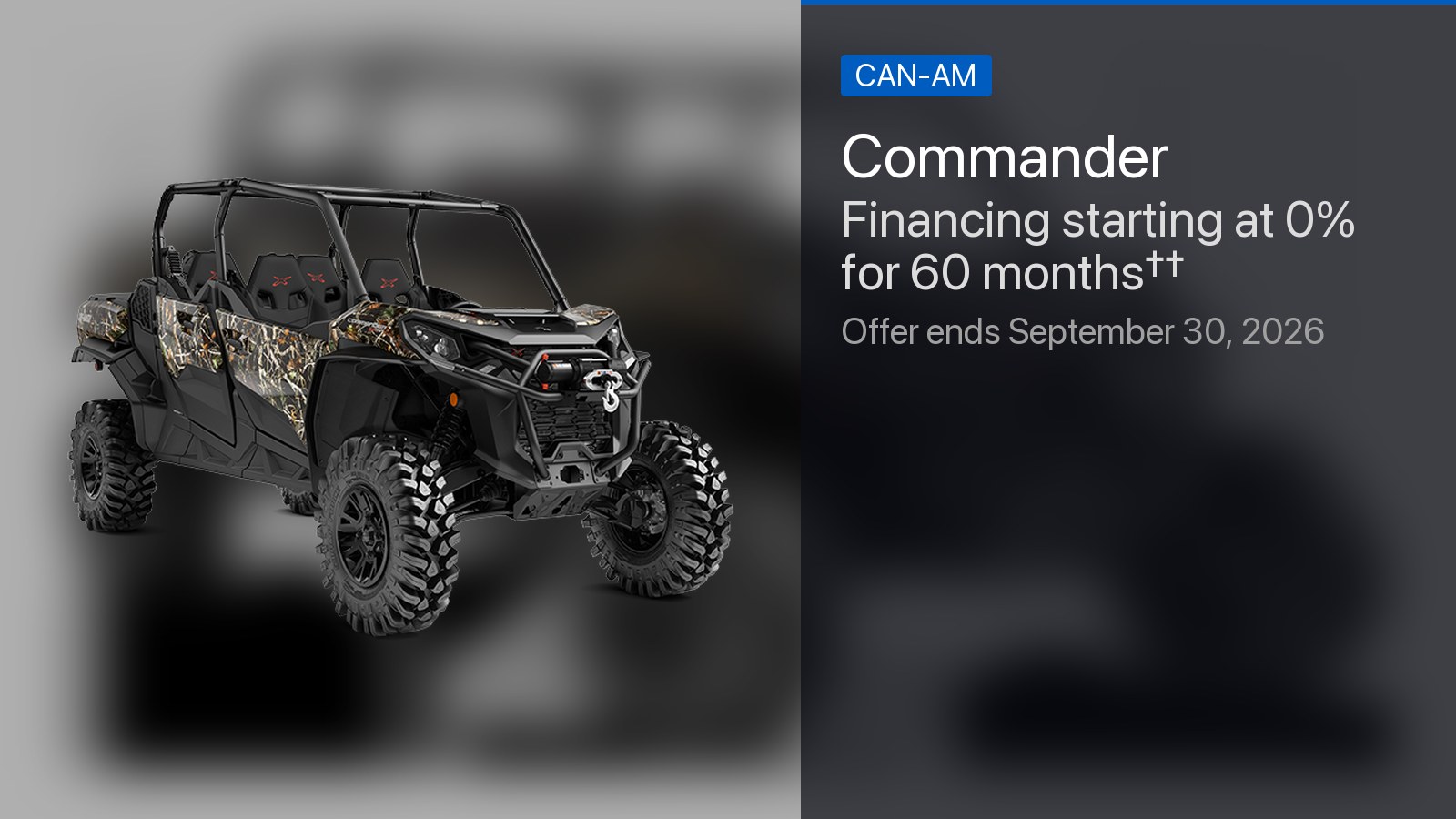 Can-Am Commander - Financing starting at 0% for 60 months††